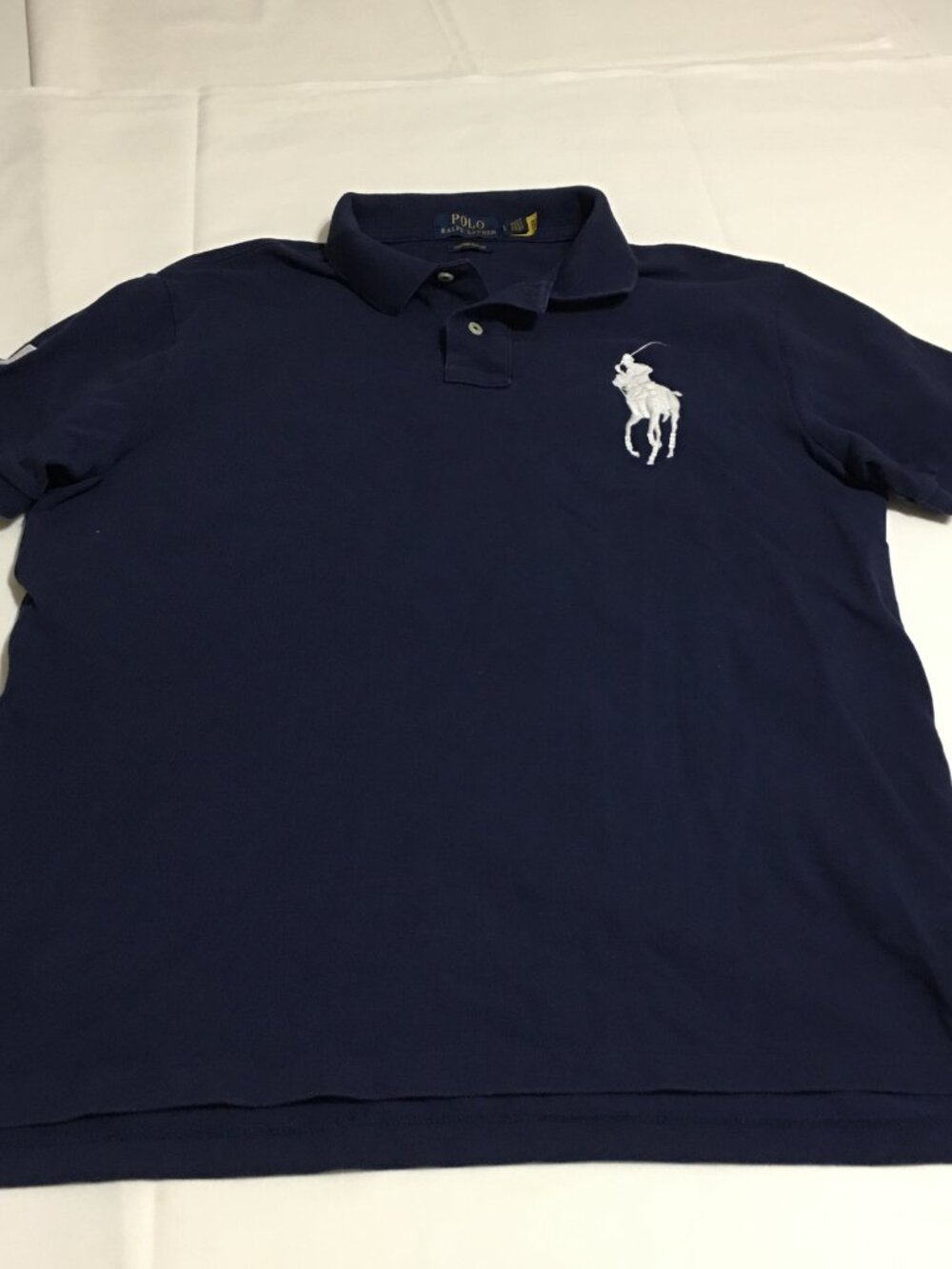 Polo Ralph Lauren Custom Slim Fit Mens Polo Shirt Large Navy Blue Big Pony